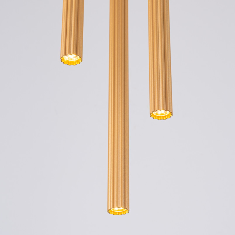 Lampa wisząca Arche - 3 tuby, złota - Sollux | Sklep z lampami