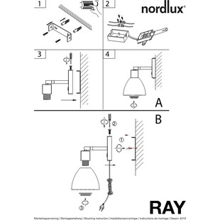 Kinkiet z włącznikiem Ray czarny | Nordlux - Oświetlenie