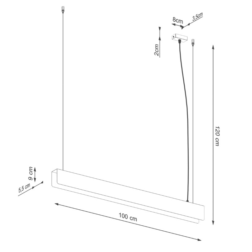 Lampa wisząca Spark 100cm biała Sollux | Nowoczesny design