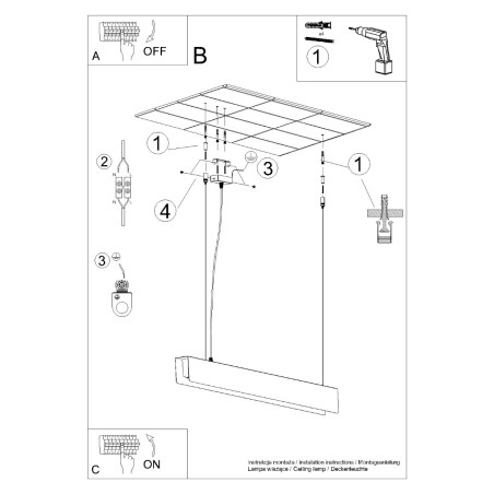 Lampa wisząca Spark 100cm złota Sollux - Elegancki design
