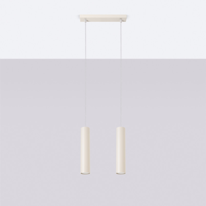 Lampa wisząca Lagos 2 tuby Sollux | Beżowa, nowoczesna