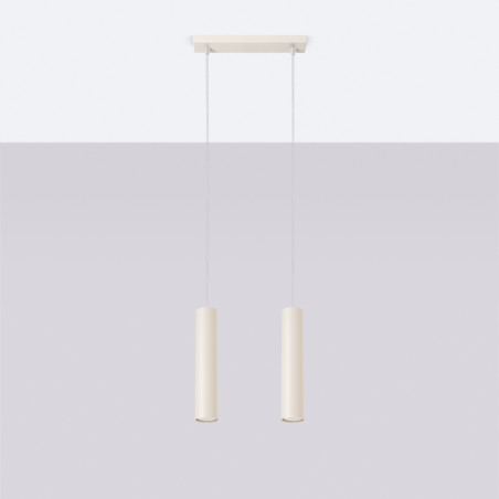 Lampa wisząca Lagos 2 tuby Sollux | Beżowa, nowoczesna