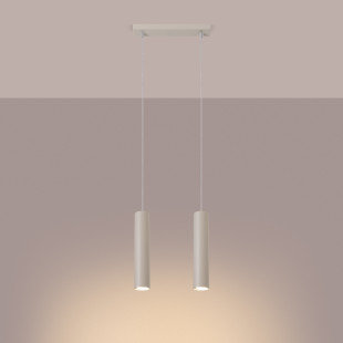 Lampa wisząca Lagos 2 tuby Sollux | Beżowa, nowoczesna
