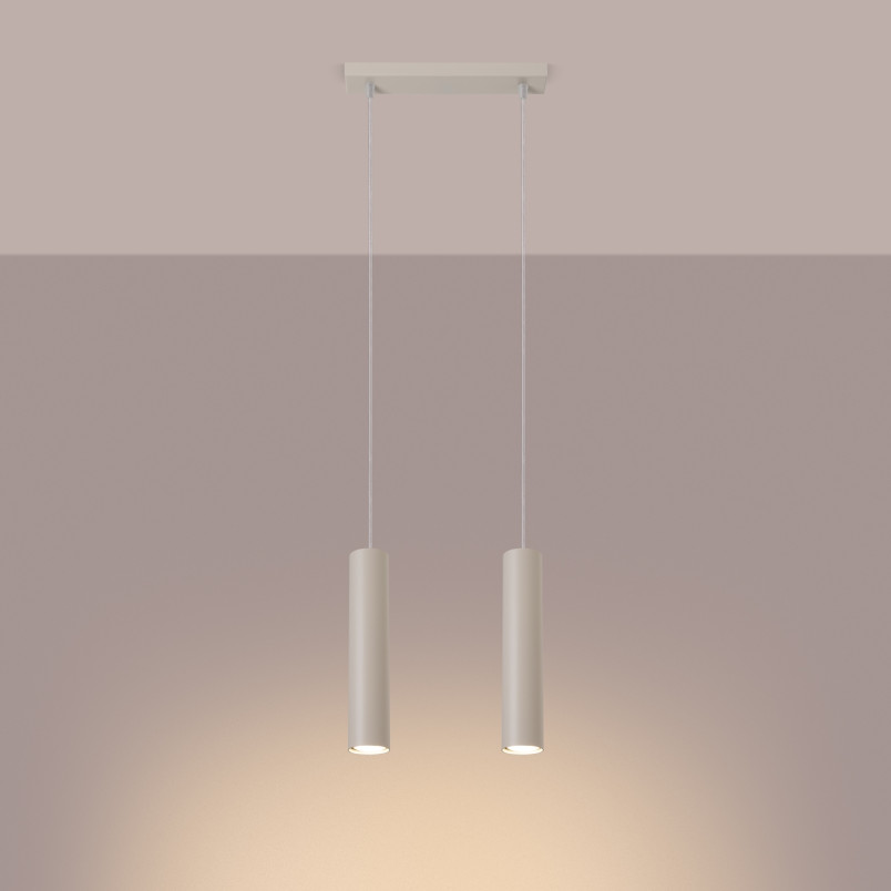 Lampa wisząca Lagos 2 tuby Sollux | Beżowa, nowoczesna
