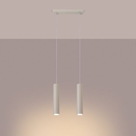 Lampa wisząca Lagos 2 tuby Sollux | Beżowa, nowoczesna