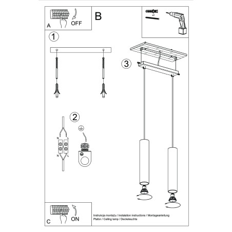 Lampa wisząca Lagos 2 tuby Sollux | Beżowa, nowoczesna