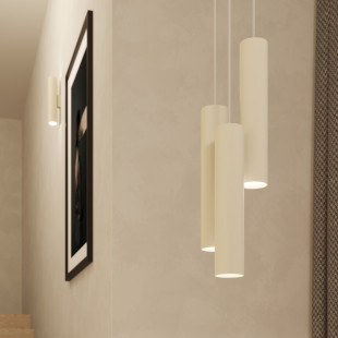 Lampa wisząca Lagos 2 tuby Sollux | Beżowa, nowoczesna