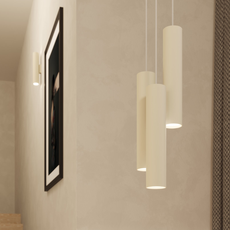 Lampa wisząca Lagos 2 tuby Sollux | Beżowa, nowoczesna