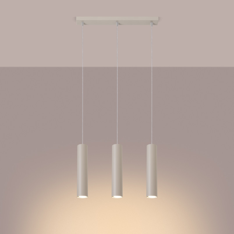 Lampa wisząca 3 tuby Lagos Long 45cm beżowa Sollux - Sklep Sollux