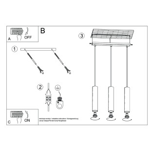 Lampa wisząca 3 tuby Lagos Long 45cm beżowa Sollux - Sklep Sollux