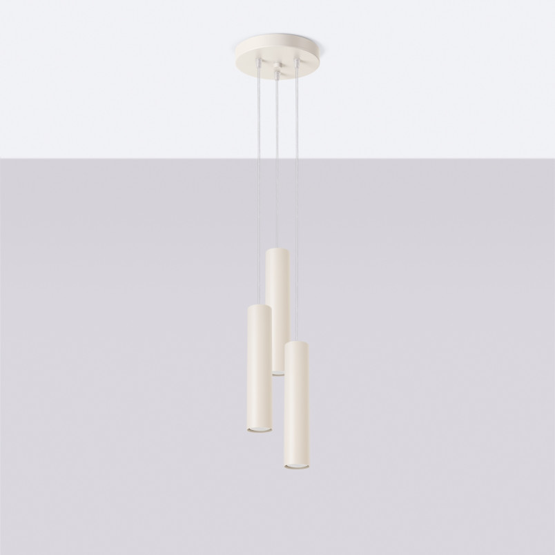 Lampa wisząca Lagos Round Sollux - 3 tuby, beżowa | Sklep z lampami