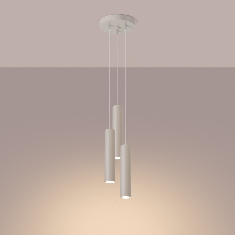 Lampa wisząca Lagos Round Sollux - 3 tuby, beżowa | Sklep z lampami