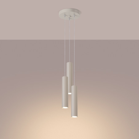 Lampa wisząca Lagos Round Sollux - 3 tuby, beżowa | Sklep z lampami