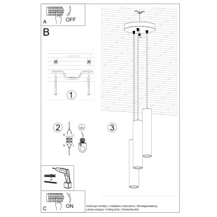 Lampa wisząca Lagos Round Sollux - 3 tuby, beżowa | Sklep z lampami