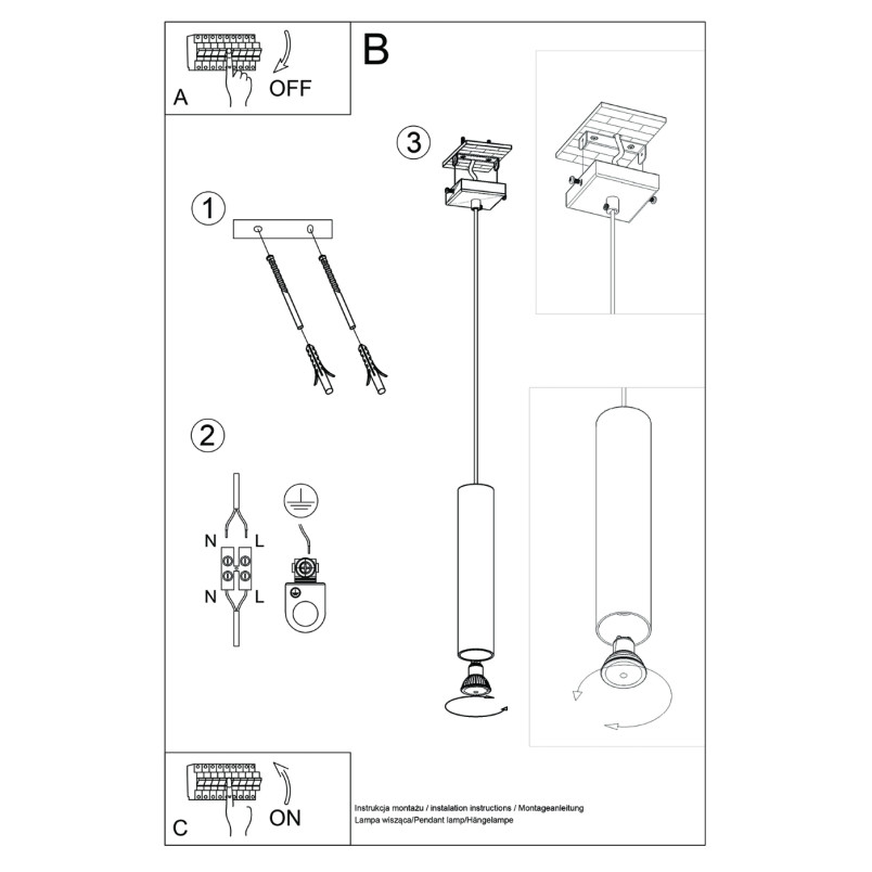 Lampa wisząca Lagos zielona oliwka Sollux - Nowoczesny design