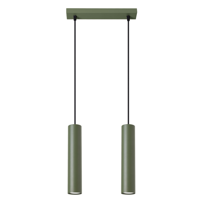 Lampa wisząca LAGOS 2 tuby | Zielony oliwkowy Sollux