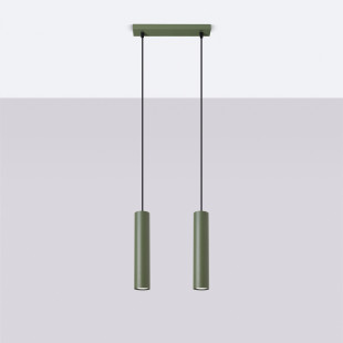 Lampa wisząca LAGOS 2 tuby | Zielony oliwkowy Sollux