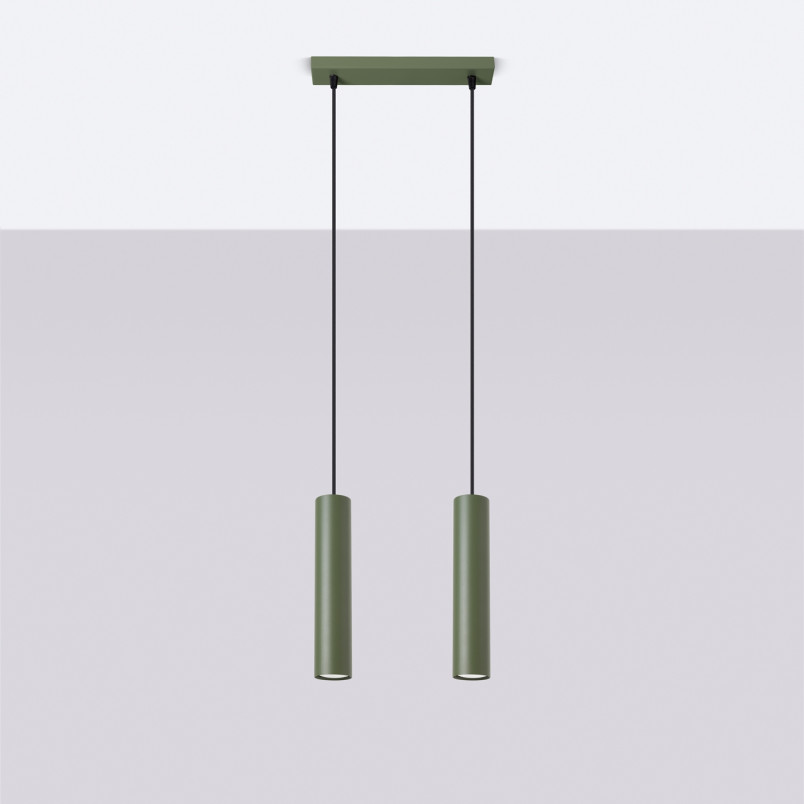 Lampa wisząca LAGOS 2 tuby | Zielony oliwkowy Sollux