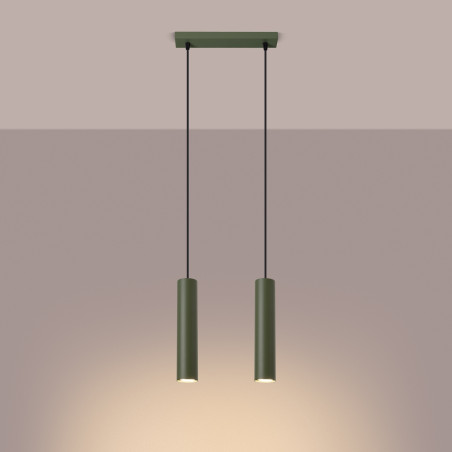 Lampa wisząca LAGOS 2 tuby | Zielony oliwkowy Sollux