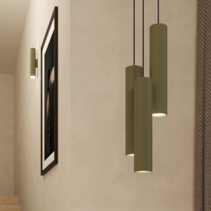 Lampa wisząca LAGOS 2 tuby | Zielony oliwkowy Sollux