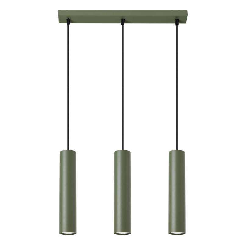 Lampa wisząca 3 tuby Lagos Long zielona - Sollux