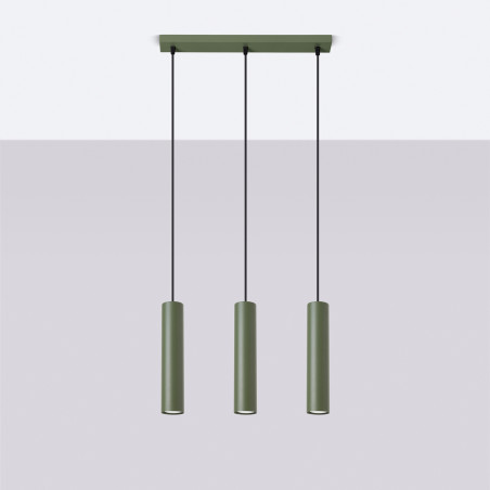 Lampa wisząca 3 tuby Lagos Long zielona - Sollux
