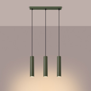 Lampa wisząca 3 tuby Lagos Long zielona - Sollux
