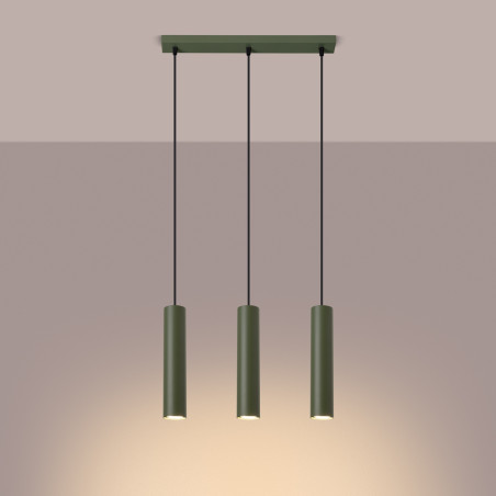 Lampa wisząca 3 tuby Lagos Long zielona - Sollux