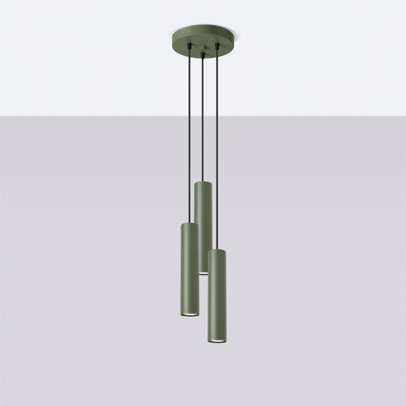 Lampa wisząca LAGOS zielona - 3 tuby Sollux | Sklep z lampami