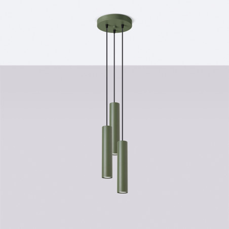 Lampa wisząca LAGOS zielona - 3 tuby Sollux | Sklep z lampami