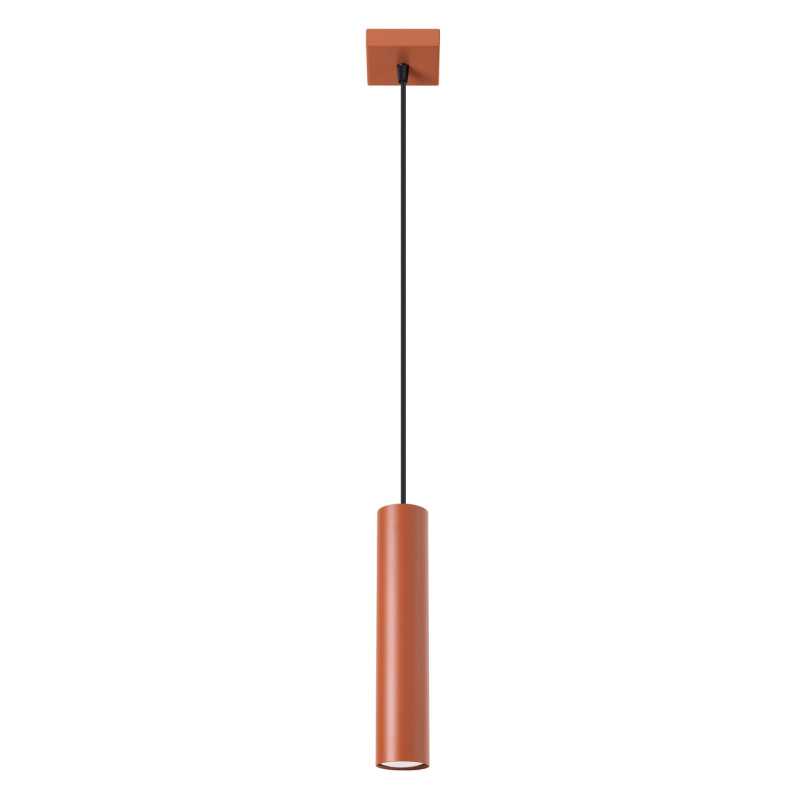 Lampa wisząca tuba Lagos Sollux | Czerwona, metalowa, loft