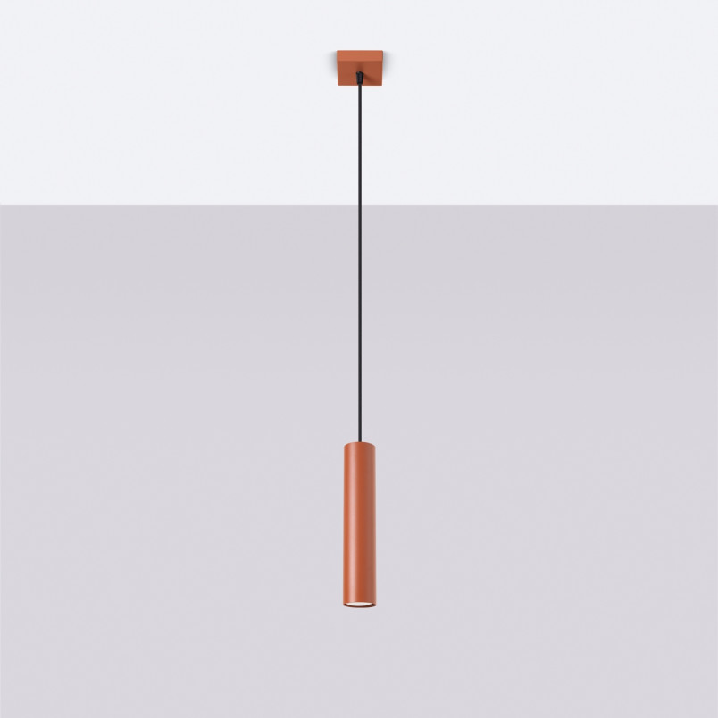 Lampa wisząca tuba Lagos Sollux | Czerwona, metalowa, loft