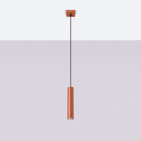 Lampa wisząca tuba Lagos Sollux | Czerwona, metalowa, loft