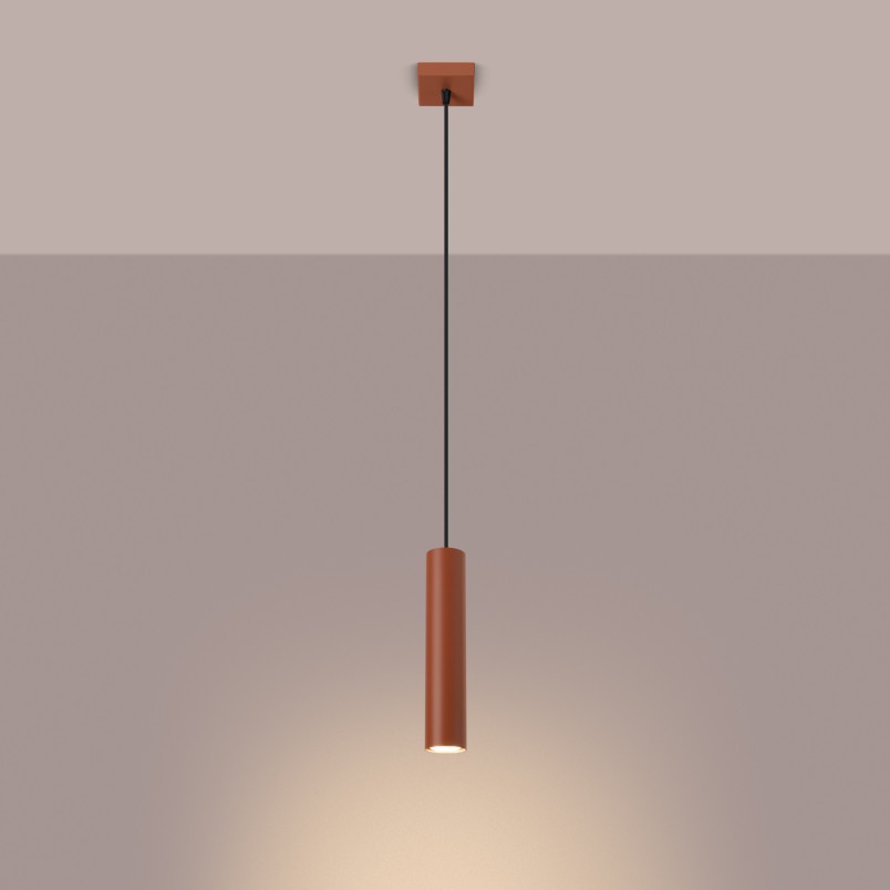 Lampa wisząca tuba Lagos Sollux | Czerwona, metalowa, loft