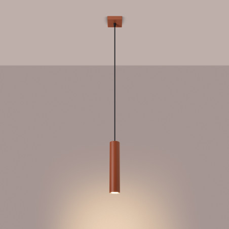 Lampa wisząca tuba Lagos Sollux | Czerwona, metalowa, loft