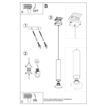 Lampa wisząca tuba Lagos Sollux | Czerwona, metalowa, loft