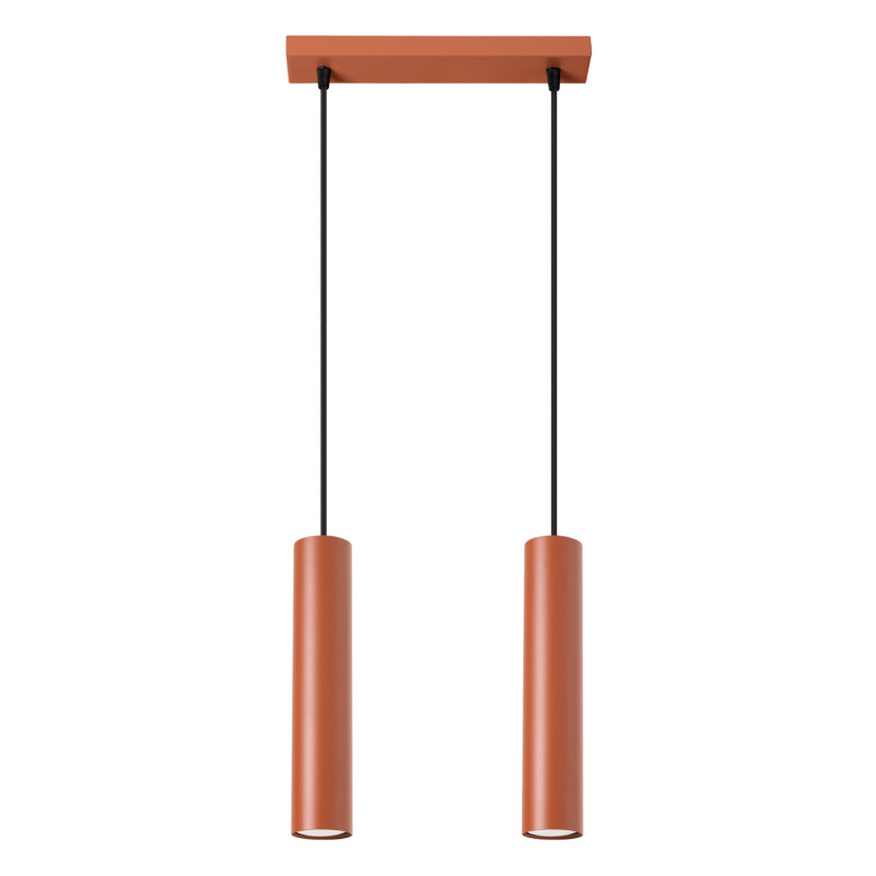 Lampa wisząca 2 tuby Lagos Long | Sollux | Czerwona