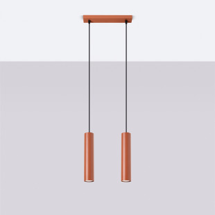 Lampa wisząca 2 tuby Lagos Long | Sollux | Czerwona