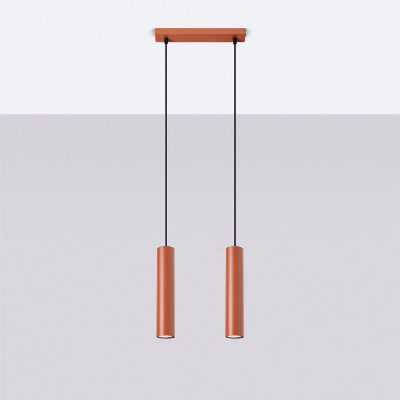 Lampa wisząca 2 tuby Lagos Long | Sollux | Czerwona