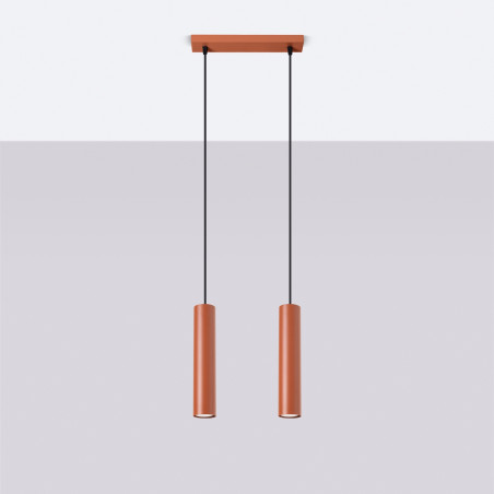 Lampa wisząca 2 tuby Lagos Long | Sollux | Czerwona