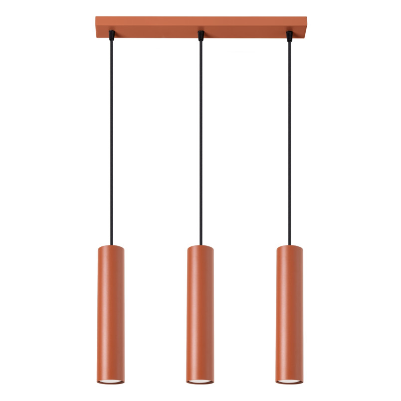 Lampa wisząca 3 tuby Lagos Long 45cm - Sollux | Czerwona