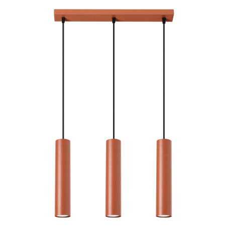 Lampa wisząca 3 tuby Lagos Long 45cm - Sollux | Czerwona