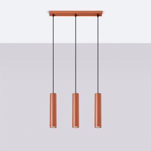 Lampa wisząca 3 tuby Lagos Long 45cm - Sollux | Czerwona