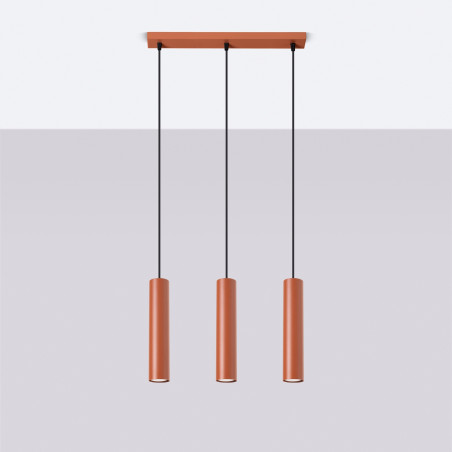 Lampa wisząca 3 tuby Lagos Long 45cm - Sollux | Czerwona