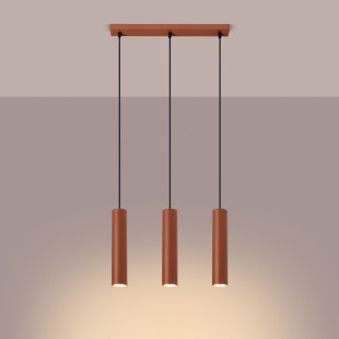 Lampa wisząca 3 tuby Lagos Long 45cm - Sollux | Czerwona