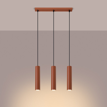 Lampa wisząca 3 tuby Lagos Long 45cm - Sollux | Czerwona