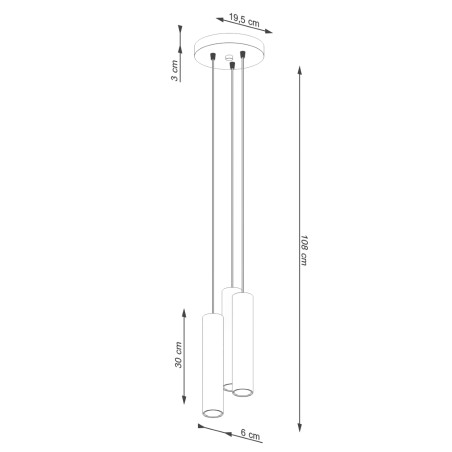 Lampa wisząca 3 tuby Lagos | Sollux - nowoczesny design