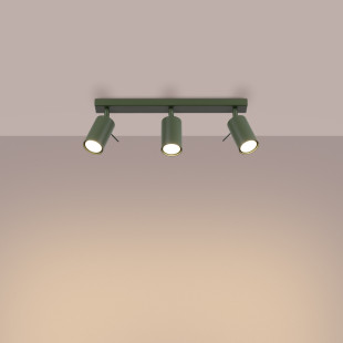 Reflektor sufitowy 3 punktowy Sollux Ring Long - Zielony oliwkowy