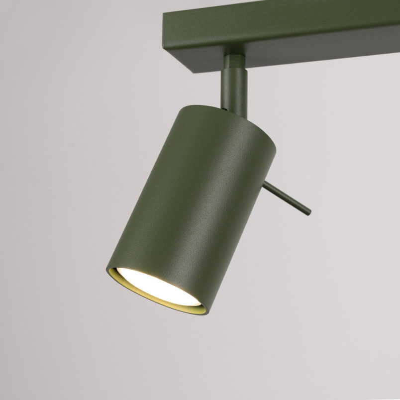 Reflektor sufitowy 3 punktowy Sollux Ring Long - Zielony oliwkowy