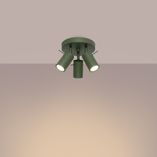 Reflektor sufitowy 3 punktowy Sollux Ring - Zielony oliwkowy